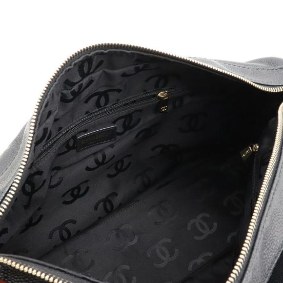 Chanel Wood Chain Shoulder Bag Shawl Caviar Skin Leather Black - Picture 5 of 9